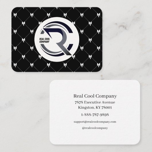Black & White Bow Monogram Business Card Visitekaartje (Voorkant / Achterkant)
