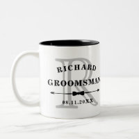 Black White Bow Stropdas Monogram Groomsman Wedden