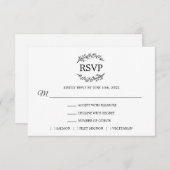 Black White Branches Monogram MENU RSVP (Voorkant / Achterkant)