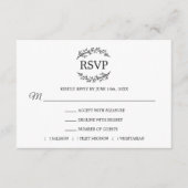 Black White Branches Monogram MENU RSVP (Voorkant)