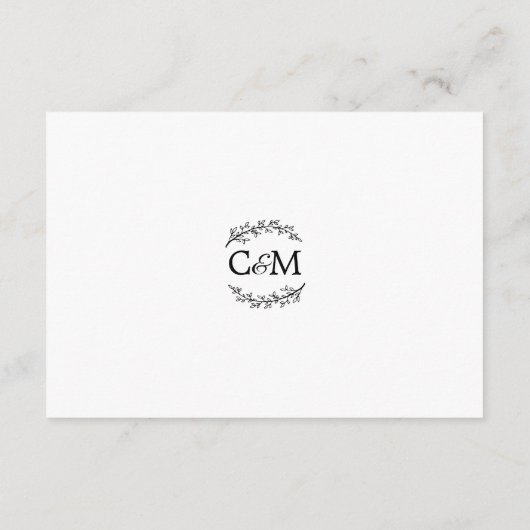 Black White Branches Monogram MENU RSVP (Achterkant)