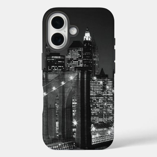Black White Brooklyn Bridge New York avond Case-Mate iPhone Case (Achterkant)