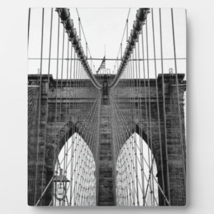 Black White Brooklyn Bridge New York Fotoplaat
