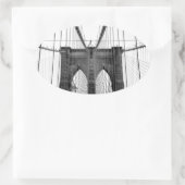 Black White Brooklyn Bridge New York Ovale Sticker (Tas)