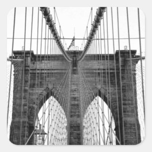 Black White Brooklyn Bridge New York Vierkante Sticker