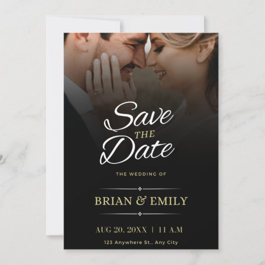 Black White Brown Modern bespaart de datum Save The Date (Voorkant)