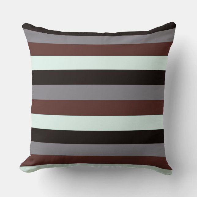 Black White Brown Modern Stripes Kussen (Voorkant)