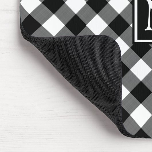 Black & White Buffalo Check Gepland Monogram Naam Muismat (Hoek)