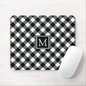 Black & White Buffalo Check Gepland Monogram Naam Muismat (Met muis)