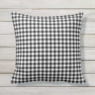 Black White Buffalo Check Gingham Design Patroon Buitenkussen