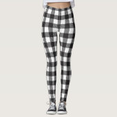 Black & White Buffalo Gingham Check Plaid Vakantie Leggings (Voorkant)