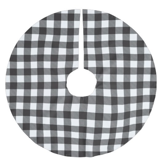 Black White Buffalo Gingham Check Pset Holiday Kerstboom Rok (Voorkant)
