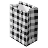 Black White Buffalo Gingham Check Pset Holiday Medium Cadeauzakje (Voorkant Gekanteld)