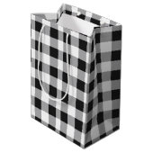 Black White Buffalo Gingham Check Pset Holiday Medium Cadeauzakje (Achterkant Gekanteld)