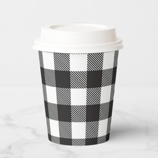 Black White Buffalo Gingham Check Pset Holiday Papieren Bekers (Links)