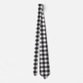 Black White Buffalo Gingham Check Pset Holiday Stropdas (Achterkant)