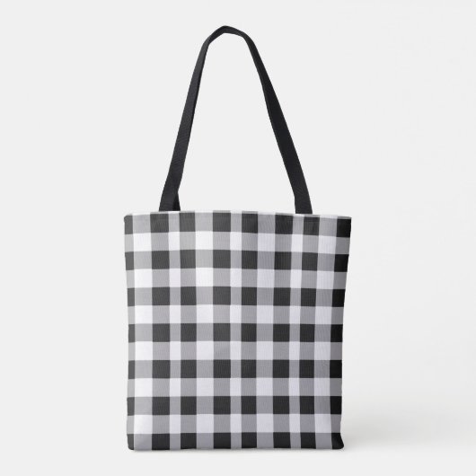 Black White Buffalo Gingham Check Pset Holiday T Draagtas (Achterkant)
