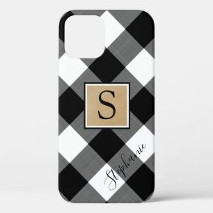 Black White Buffalo Plakte Monogram Script Naam iPhone 12 Hoesje