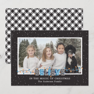 Black White Buffalo Pset Snow Blue Believe Photo Feestdagenkaart