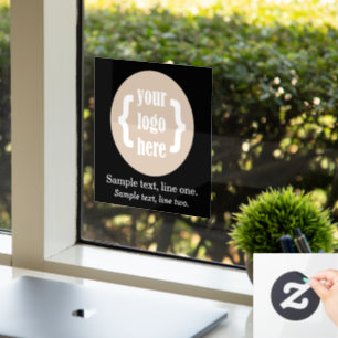 Black White Business Logo Sign Display met tagline Raamsticker