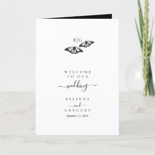 Black White Butterfly Wedding Orde van Service Programma