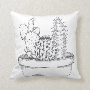 Black & White Cactus Pillow Kussen