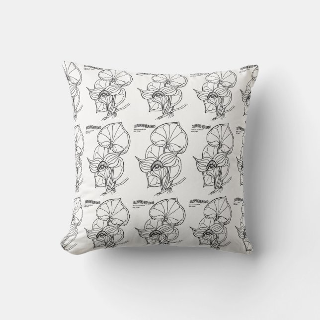 Black White California Flowers Pattern Pillow Kussen (Voorkant)