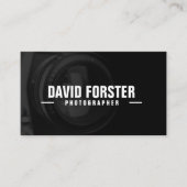 Black White Camera Lens Fotograaf Visitekaartje (Voorkant)