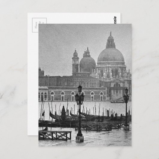 Black White Canal Venice Italië Reis Briefkaart (Voorkant / Achterkant)