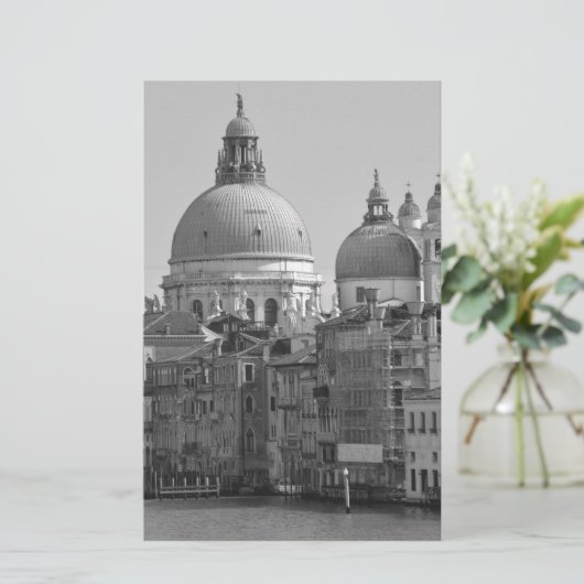 Black White Canal Venice Italië Reis Briefpapier (Staand voorkant)