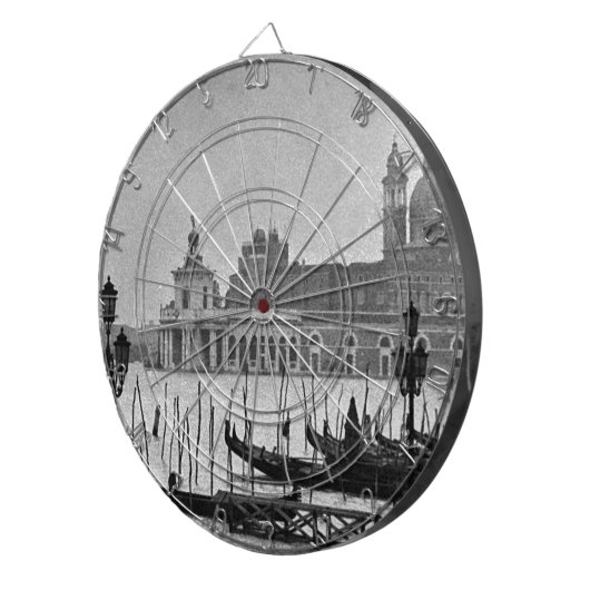 Black White Canal Venice Italië Reis Dartbord (Voorkant Rechts)
