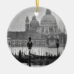 Black White Canal Venice Italië Reis Keramisch Ornament
