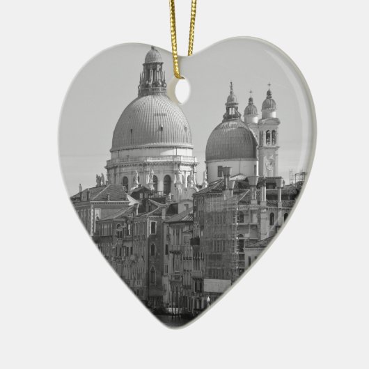 Black White Canal Venice Italië Reis Keramisch Ornament (Links)