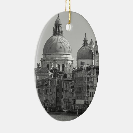 Black White Canal Venice Italië Reis Keramisch Ornament (Rechts)