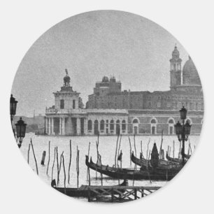 Black White Canal Venice Italië Reis Ronde Sticker