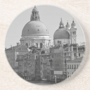 Black White Canal Venice Italië Reis Zandsteen Onderzetter