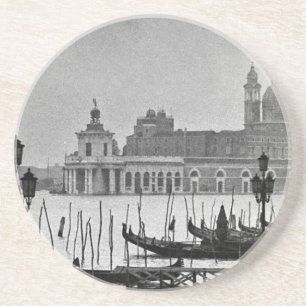 Black White Canal Venice Italië Reis Zandsteen Onderzetter