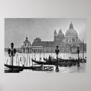 Black White Canal Venice Italië Reisposter Poster