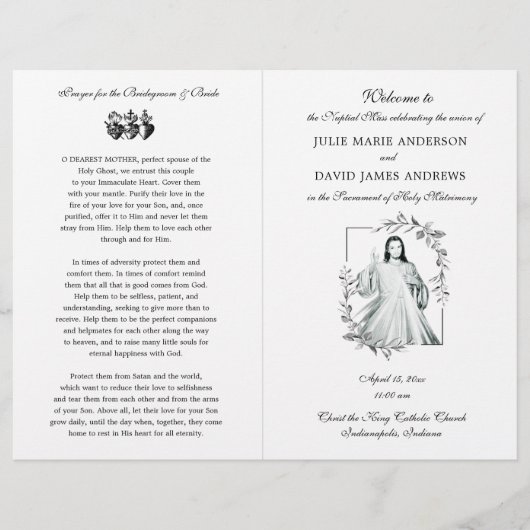 Black & White Catholic Mass Wedding Programme (Devant)