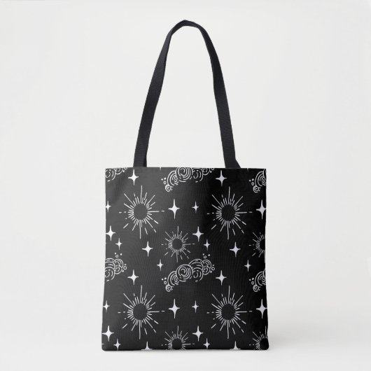 Black & White Celestial Sunburst Canvas tas (Voorkant)