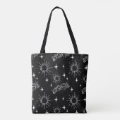 Black & White Celestial Sunburst Canvas tas (Achterkant)
