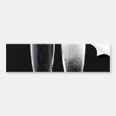 Black White Champagne Flete Glasses Festive Bumpersticker (Voorkant)