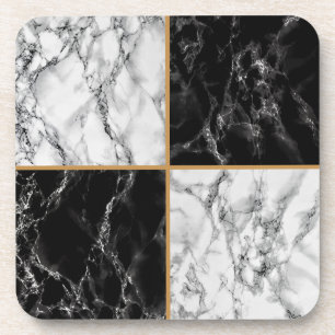 Black White Check Marble Stone Onderzetter