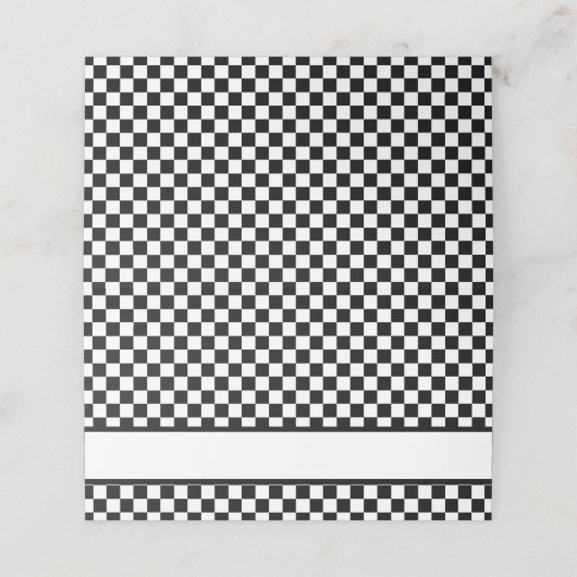 Black White Check Pattern Racing Theme Birthday (Buitenkant ongevouwen)