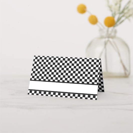 Black White Check Pattern Racing Theme Birthday (Voorkant)