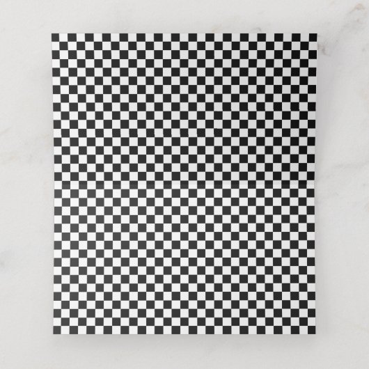 Black White Check Pattern Racing Theme Birthday (Binnenkant ongevouwen)