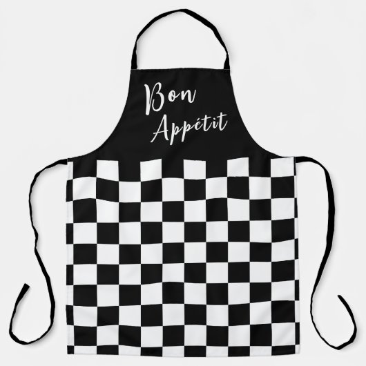 Black & White Checkerboard Apron Schort (Voorkant)