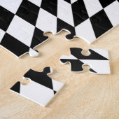 Black White Checkered Hallway | Optische verlichti Legpuzzel (Zijkant)