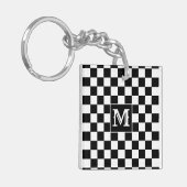 Black White Checkered Keychain Capital Initial (Voorkant Links)