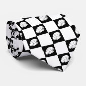 Black White Checkered Restaurant Chef Pet Pattern Stropdas (Opgerold)